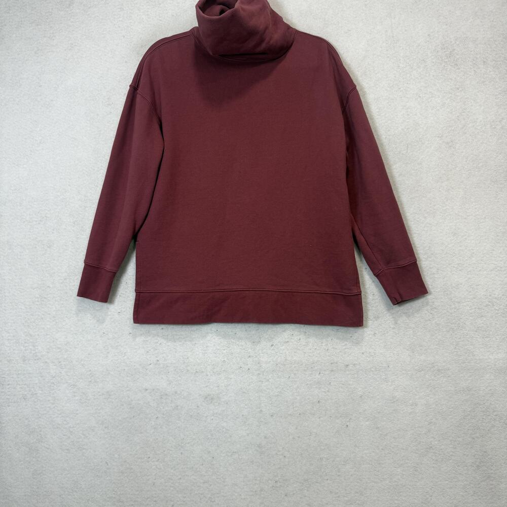 Athleta Sweatshirt Womens Small Red Cowl Neck Fleece Pullover Relaxed Fit Top